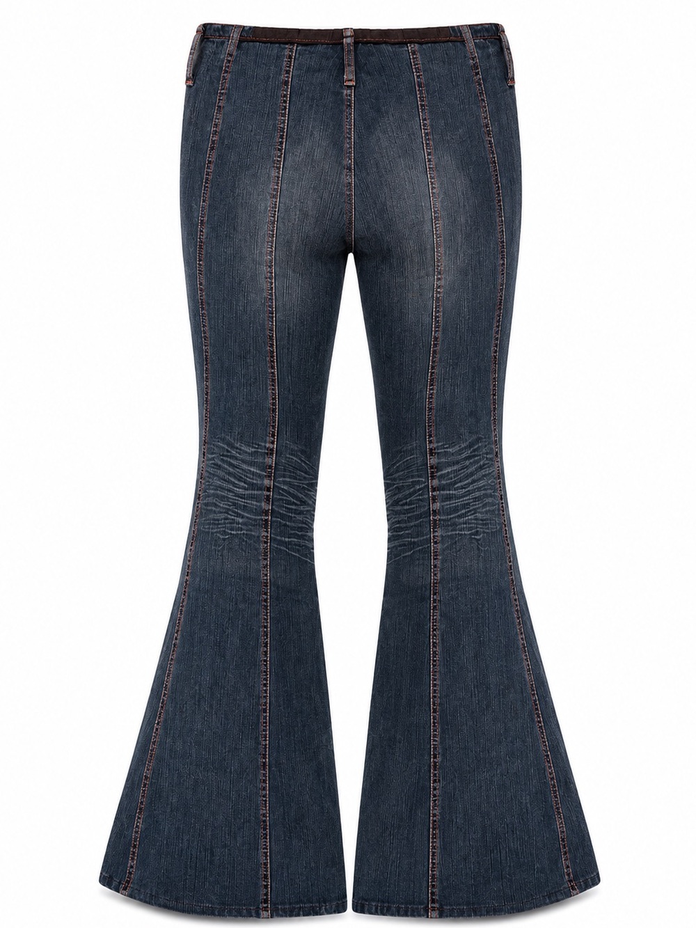 Dollhouse Dark Blue Denim Flare Jeans with Multicolor Floral Appliqués - Picture 2 of 3